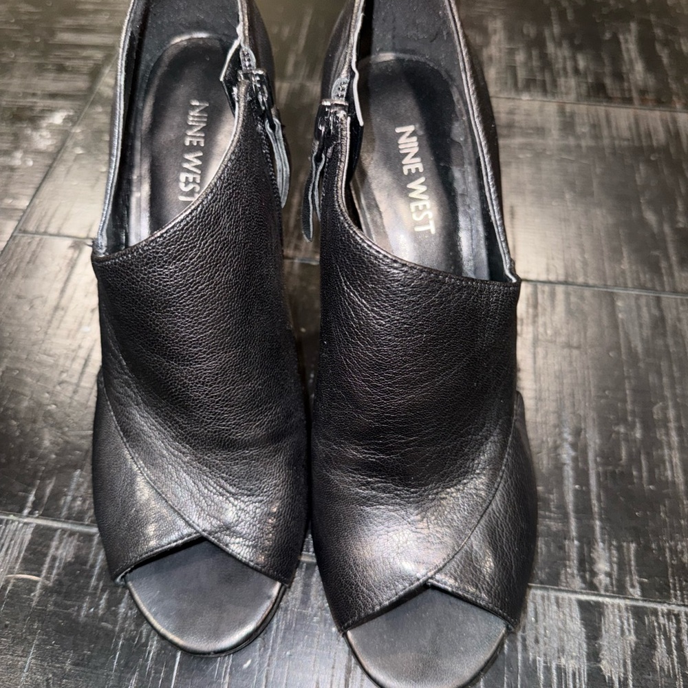Nine West Black Open Toe Heeled Boots